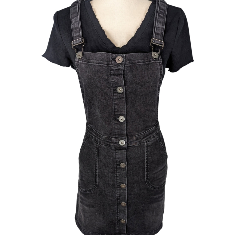 Mod Cloth Bib Overall Dark Grey Denim Jumper